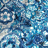 Floral Printed Silk Chiffon - Blue/White - Fabrics & Fabrics