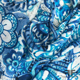 Floral Printed Silk Georgette - Blue/White