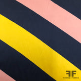 Diagonal Striped Silk Charmeuse - Navy/Yellow/Pink