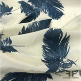 Feather Printed Lightweight Printed Silk & Cotton Voile - Navy/White