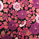 Floral Printed Silk Chiffon - Pink/Purple/Black