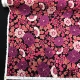 Floral Printed Silk Chiffon - Pink/Purple/Black - Fabrics & Fabrics
