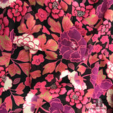 Floral Printed Silk Chiffon - Pink/Purple/Black - Fabrics & Fabrics