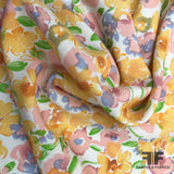Floral Printed Silk Crepe - Orange/Pink - Fabrics & Fabrics