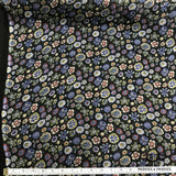 Floral Printed Crinkled Silk Chiffon - Purple/Green/Black - Fabrics & Fabrics