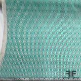 Geometric Diamond Printed Crinkled Silk Chiffon - Aqua - Fabrics & Fabrics