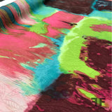 Abstract Silk Printed Jacquard - Pink/Blue/Green - Fabrics & Fabrics