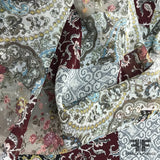 Patch Paisley & Floral Printed Silk Chiffon - Multicolor - Fabrics & Fabrics