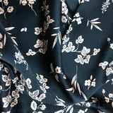 Floral Printed Silk Charmeuse - Navy/Baby Pink - Fabrics & Fabrics