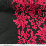 Floral Ribbon Embroidered Lace - Pink/Black - Fabrics & Fabrics