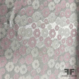 Small Floral Metallic Brocade - Pink/Silver/White - Fabrics & Fabrics