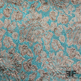 Floral Metallic Brocade - Ice Blue/Rose Gold - Fabrics & Fabrics