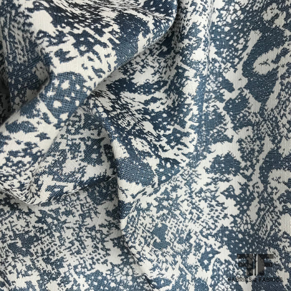 Abstract Metallic Brocade - Blue/White – Fabrics & Fabrics