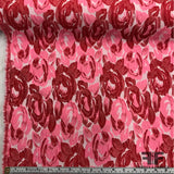Italian Rosette Floral Brocade - Pink/Red - Fabrics & Fabrics