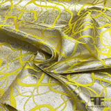 Italian Abstract Swirl Double Sided Metallic Brocade - Yellow/Silver - Fabrics & Fabrics