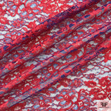 Double Scalloped Leavers Lace - Cobalt Blue/Red - Fabrics & Fabrics NY