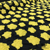 Novelty Embroidered Floral Stretch Netting - Yellow/Black - Fabrics & Fabrics
