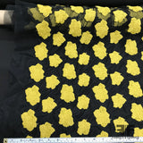 Novelty Embroidered Floral Stretch Netting - Yellow/Black - Fabrics & Fabrics