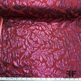 Leaf Motif Metallic Brocade - Maroon - Fabrics & Fabrics