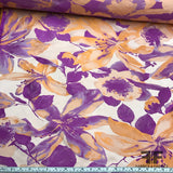 Tropical Blooming Floral Brocade - Orange / Purple - Fabrics & Fabrics