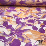 Tropical Blooming Floral Brocade - Orange / Purple - Fabrics & Fabrics