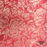 French Textured Rosette Floral Brocade - Pink - Fabrics & Fabrics