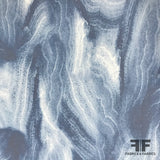 Marble-Look Printed Silk Chiffon - Blue