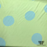 Italian Large Scale Polka Dot Silk Crepe de Chine - Green/Blue - Fabrics & Fabrics