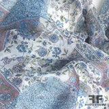 Paisley Patchwork Printed Crinkled Silk Chiffon - Blue/Multicolor