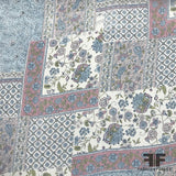 Paisley Patchwork Printed Crinkled Silk Chiffon - Blue/Multicolor - Fabrics & Fabrics