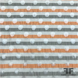 Striped Italian Silk Jacquard - Orange/Beige/White - Fabrics & Fabrics