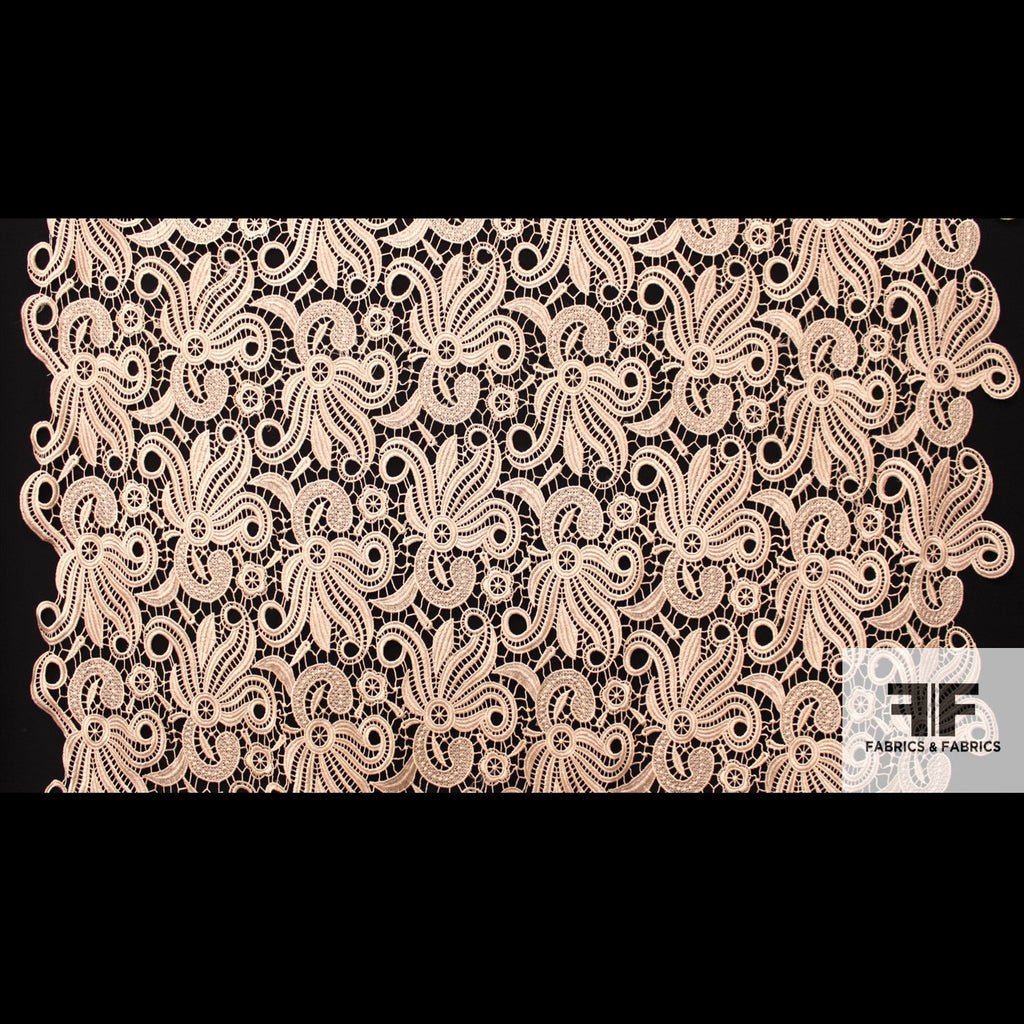 Beige Abstract Floral Guipure Lace - Fabrics & Fabrics