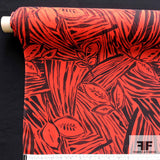Abstract Printed Silk Chiffon - Black/Red - Fabrics & Fabrics NY