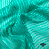Burnout Silk Striped Jacquard - Teal - Fabrics & Fabrics