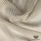 Italian Striped Crinkled Silk Chiffon - Brown/Ivory