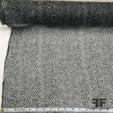 Chevron Crinkled Silk Chiffon - Black/White - Fabrics & Fabrics