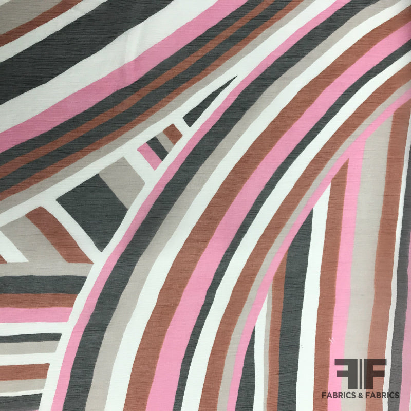 Abstract Crinkled Silk Chiffon - Multicolor - Fabrics & Fabrics