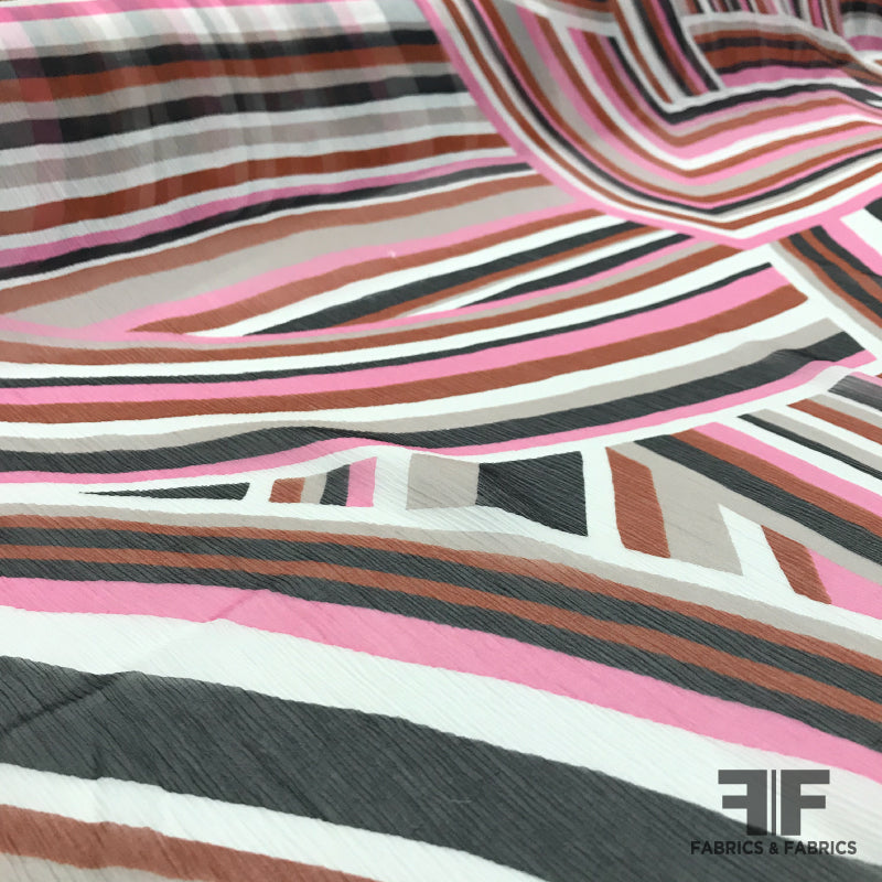 Abstract Crinkled Silk Chiffon - Multicolor - Fabrics & Fabrics
