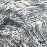 Abstract Printed Silk Georgette - Navy/White