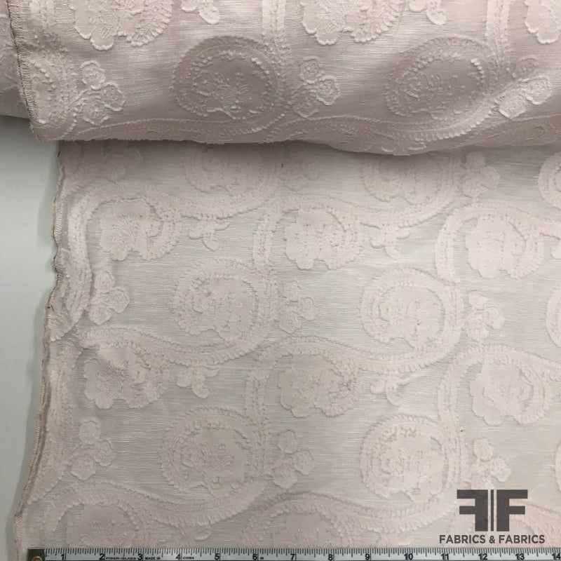 Floral Shantung Silk Burnout - Pale Pink - Fabrics & Fabrics