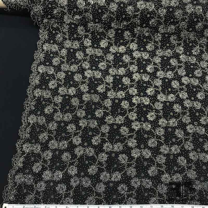 Couture French Floral Beaded Netting - Black/Gold - Fabrics & Fabrics