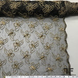 Couture Butterfly Beaded Netting - Black/Gold - Fabrics & Fabrics