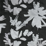 Italian Large-Scale Abstract Floral Metallic Silk Organza Burnout - Black/Silver