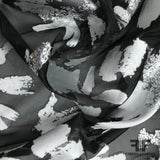 Italy Large Scale Abstract Metallic Silk Organza Burnout - Black/Silver - Fabrics & Fabrics