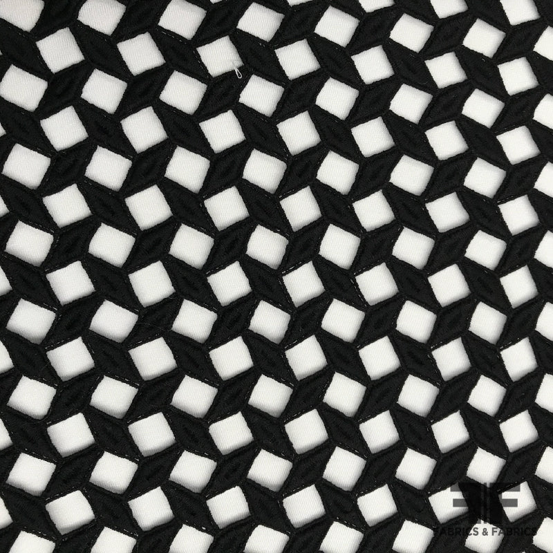Italian Geometric Guipure Lace - Black - Fabrics & Fabrics