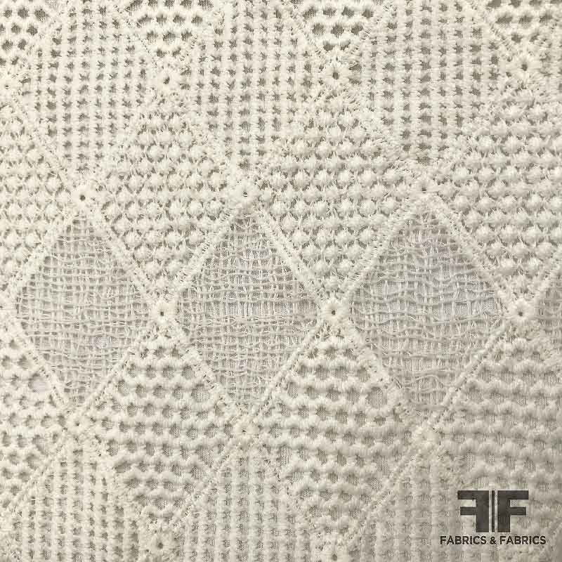 Diamond Diagonal Guipure Lace - Ivory - Fabrics & Fabrics