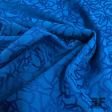 Raised Surface Roses Textured Brocade - Blue - Fabrics & Fabrics