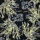 Abstract Silk Georgette - Black/White/Yellow