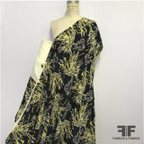Abstract Silk Georgette - Black/White/Yellow - Fabrics & Fabrics