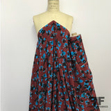Abstract Silk Crepe de Chine - Burgundy/Black/Blue - Fabrics & Fabrics